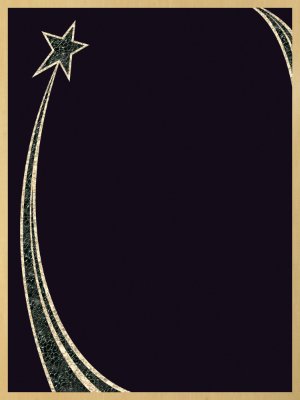 6" x 8" Black/Gold Brass Plated Steel Rising Star Plaque Plate