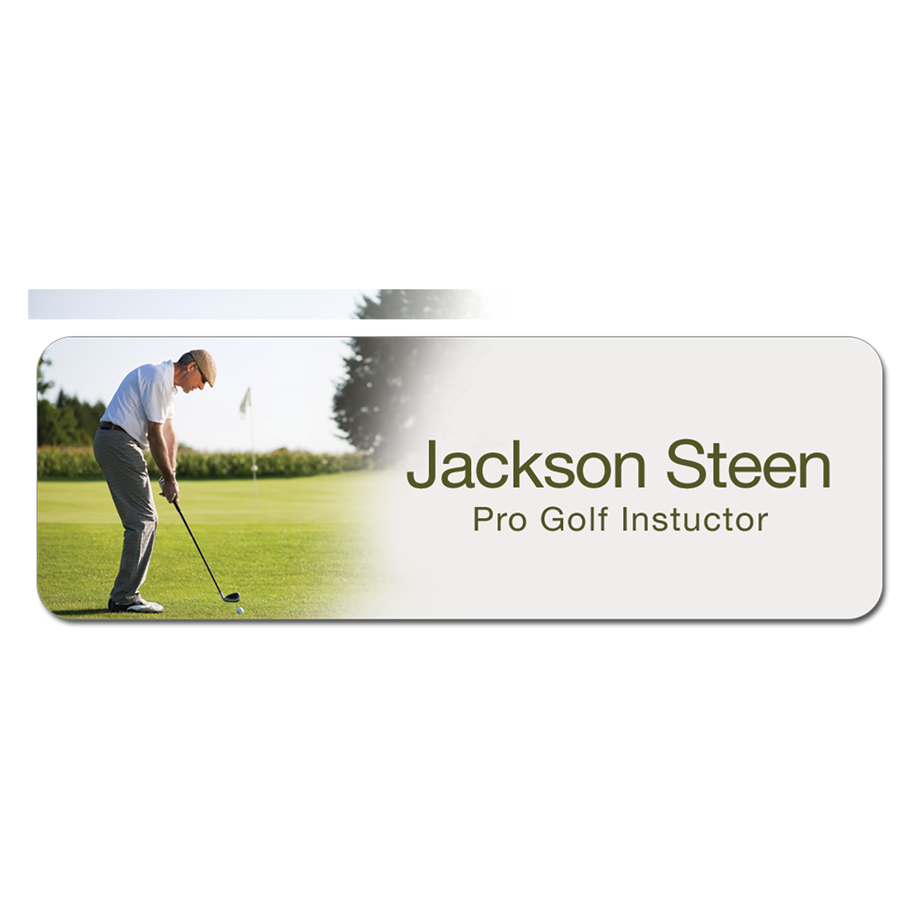 3" x 1" Gloss White Unisub FRP Sublimatable Name Badge with Radius Corners