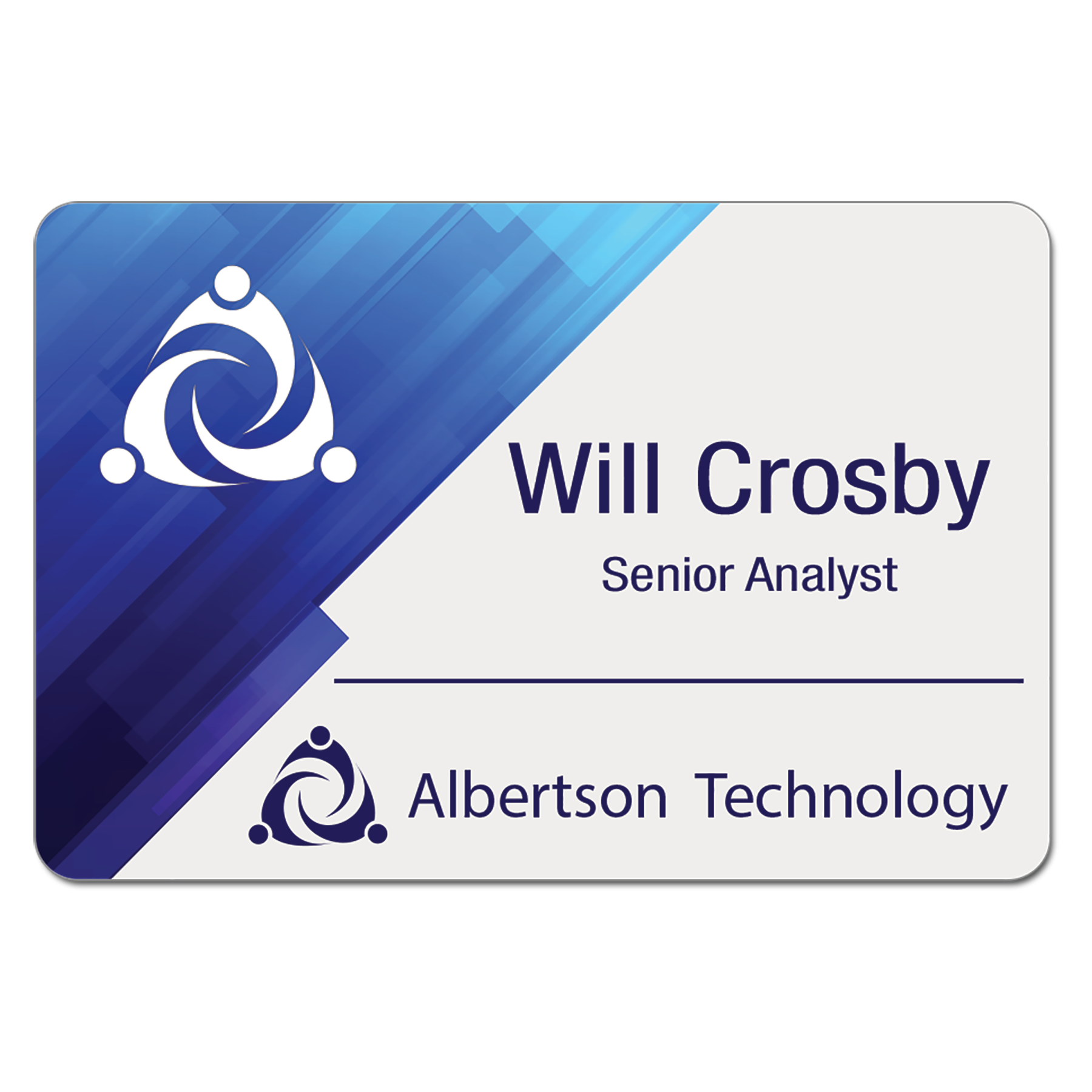 3" x 1" Gloss White Unisub FRP Sublimatable Name Badge with Radius Corners