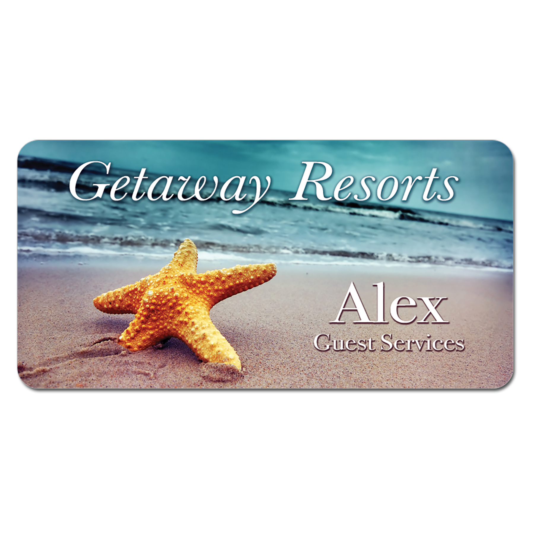 3" x 1" Gloss White Unisub FRP Sublimatable Name Badge with Radius Corners