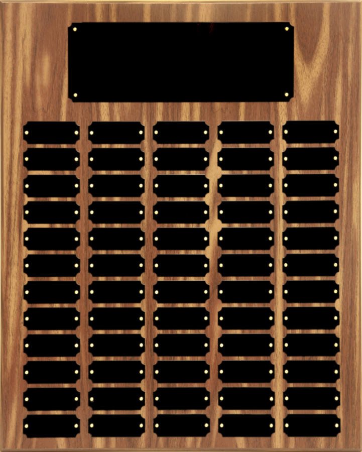 102 Black Plate Walnut Finish Completed Perpetual Plaque